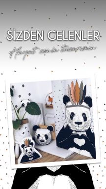 Romantik Panda Pembe Fon Perde By İmren Gürsoy