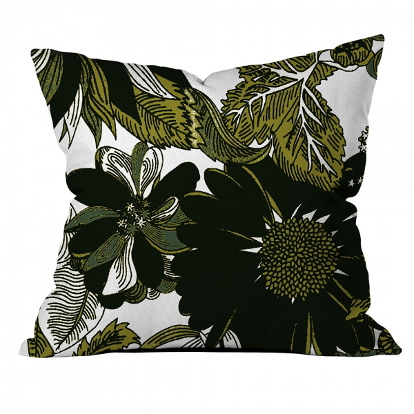 Tropical Leaves and Flower Cushion