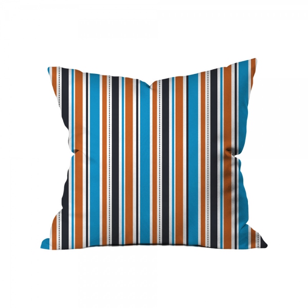 Orange Blue Stripes Cushion