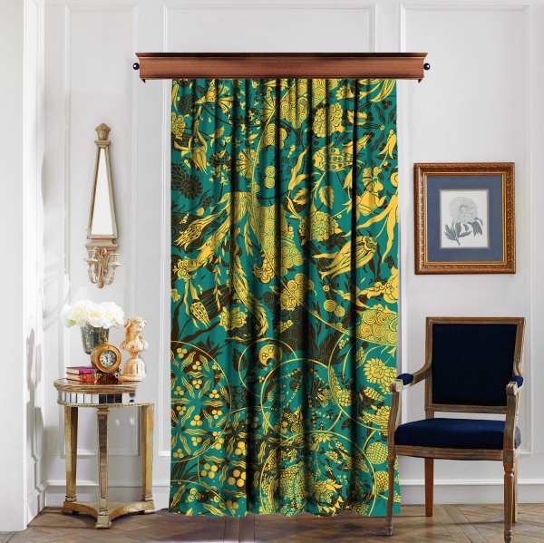 Tile Patttern Green-Yellow Curtain