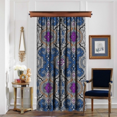 Shawl Pattern Blue&Purple Curtain