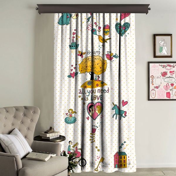 ''All You Need is Love'' Panel Curtain Single Panel 