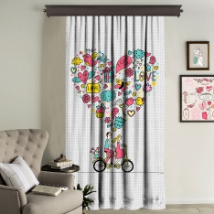 Bicycle Riding Lovers Single Panel Curtain