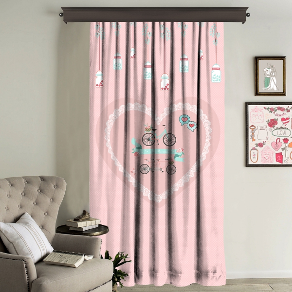 Bicycle Just Married Single Panel Curtain