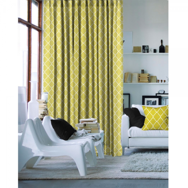 Classic Damask Single Piece Curtain-Yellow