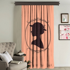 Illustration Woman Silhouette Single Panel Curtain