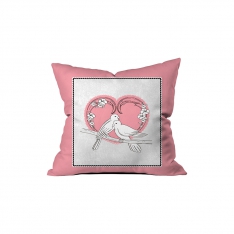 Dove and Pink Heart Cushion