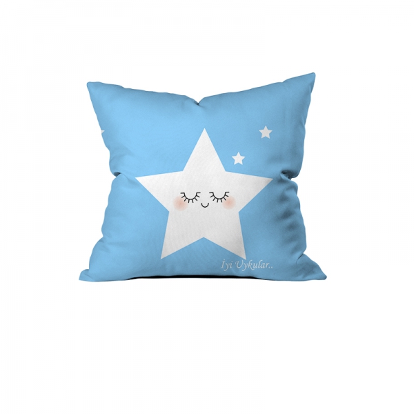 Sevimli Uyuyan Yıldız Mavi Kırlent