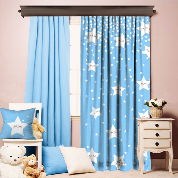 Sweet Sleeping Stars Blue Single Piece Curtain