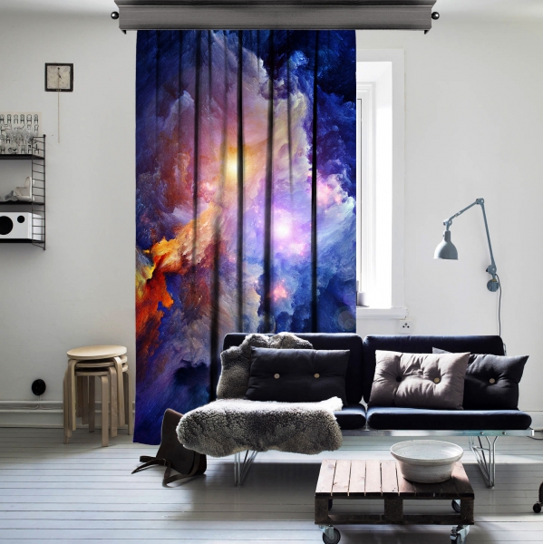 In The Deep Of Nebula Space One Piece Curtain