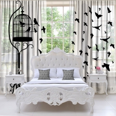 Bird Cage and Free Birds Tulle Curtain 2 Pieces