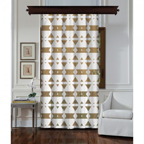 Mirrored Triangles Brown Single Panel Curtain
