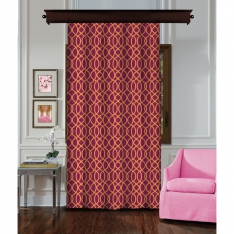 Ring Figured Claret Red-Orange Single Panel Curtain