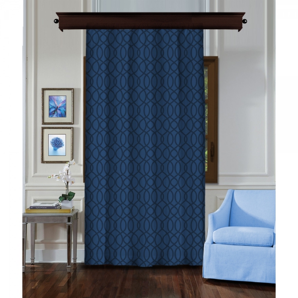 Ring Figured Blue-Black Single Panel Curtain