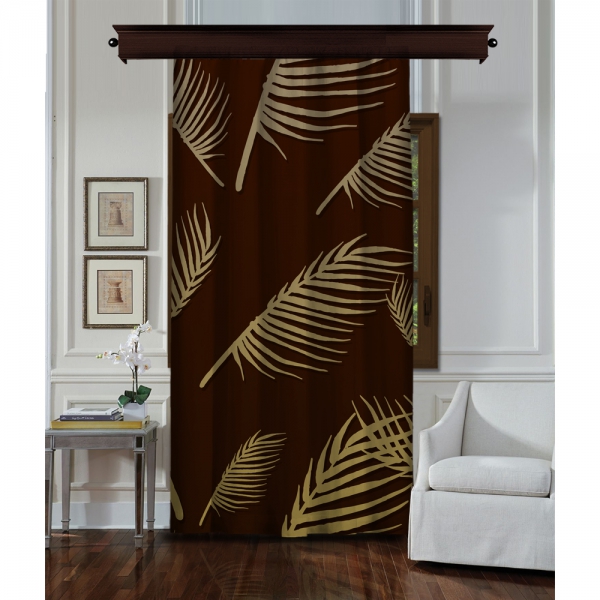 Palm Leave Dark Brown Single Panel Curtain