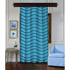 Waved Blue Single Panel Curtain
