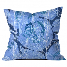 Large Flower Collage Blue Cushion 