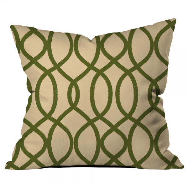 Ring Pattern Creme-Green Cushion