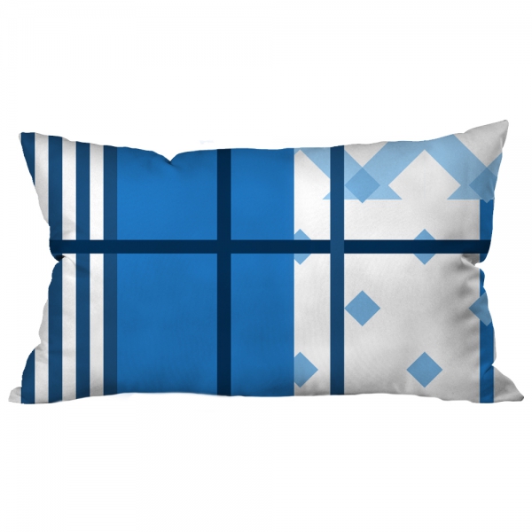 Blue White Stripe Collage Cushion 2