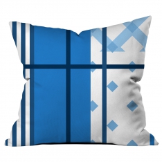 Blue White Stripe Collage Cushion