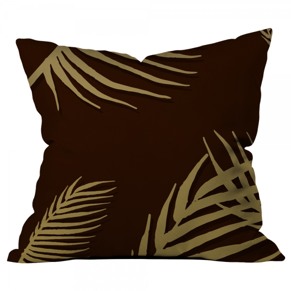 Palm Leaf Dark Brown Cushion