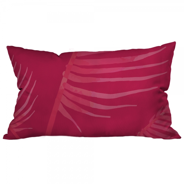 Palm Leaf Dark Pink Cushion 2