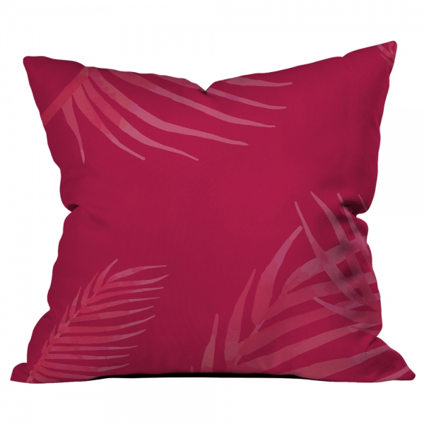 Palm Leaf Dark Pink Cushion 