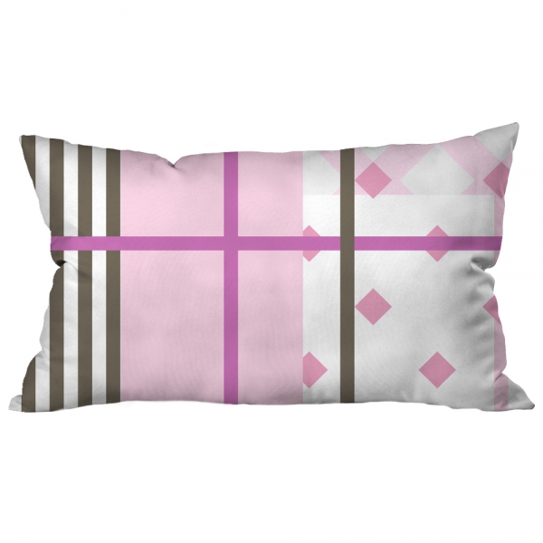 Pink White Stripe Collage Cushion 2