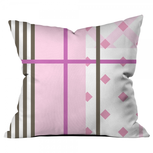 Pink White Stripe Collage Cushion