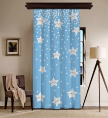 Cute Sleeping Stars Blue Blackout Curtain