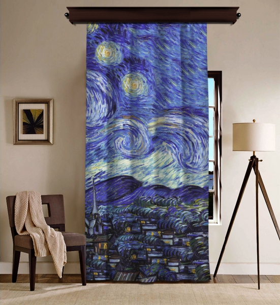 Vincent Van Gogh - Yıldızlı Gece Panel 2 BlackOut Perde