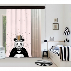 Romantik Panda Pembe Fon Perde & Pudra Pembe Tül Perde By İmren Gürsoy