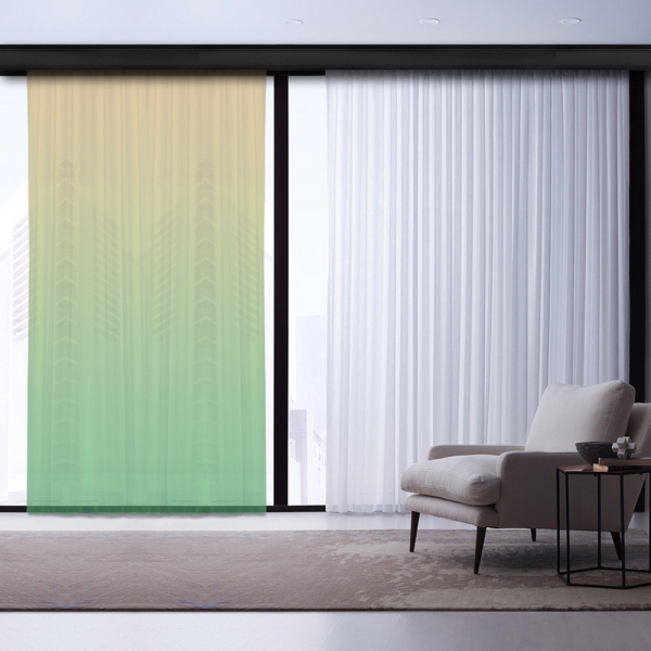 Green-Beige Degrade Tulle Curtain | La Fontaine & Ezop Family Combine