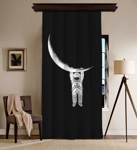 Moon and Astronaut Blackout Curtain