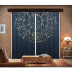 Navy Blue & Golden Mandala Panel Curtain Second Model