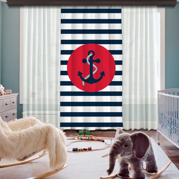 Red Anchor One Piece Curtain