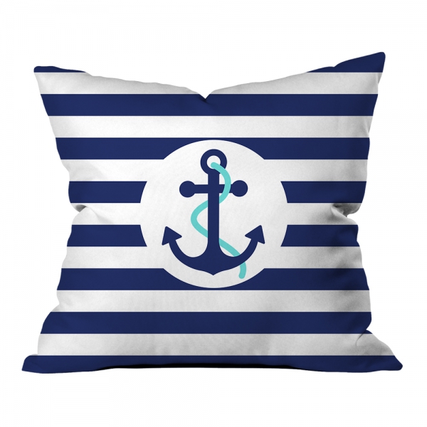 Blue-White Anchor Pillow