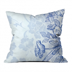 Blue Flower Ethnic Composition Pillow