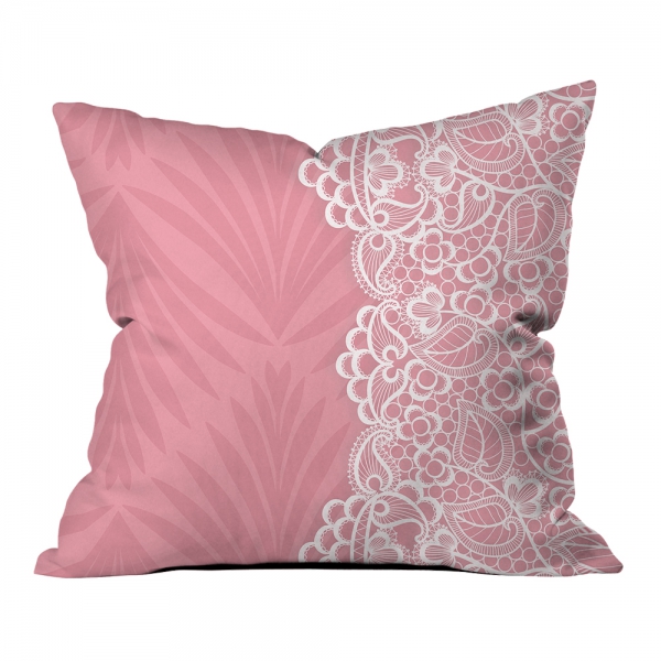 Pink Leafs And Lace Pillow