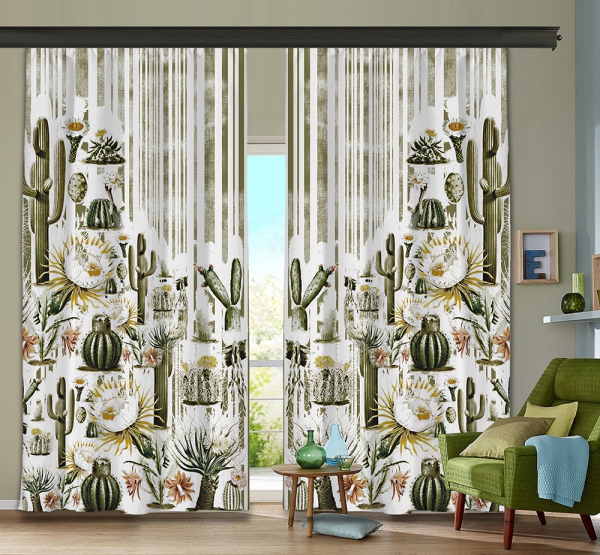 Botanic Cactus 2 Piece Panel Curtain 
