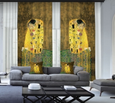 Gustav Klimt - Öpücük 2 Kanat Blackout Perde