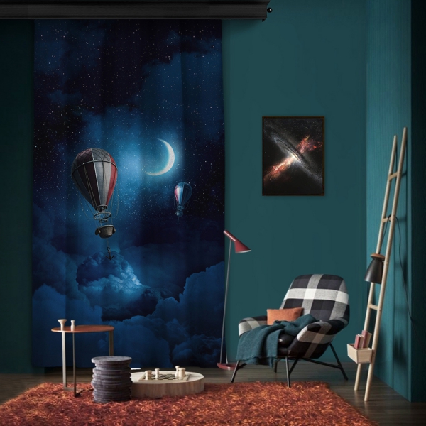 Moonlight and Balloons One Piece Panel Curtain