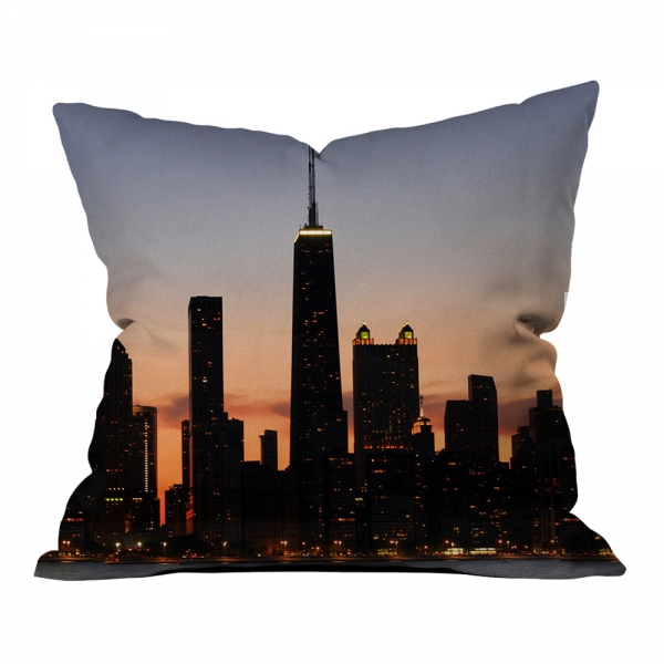 Sunset Silhouette of City Pattern 2 Pillow
