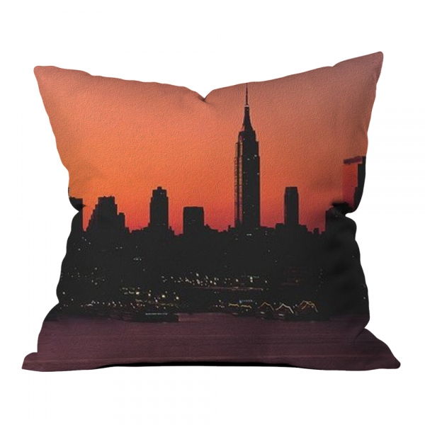 Sunset Silhouette of City Model 2 Pillow