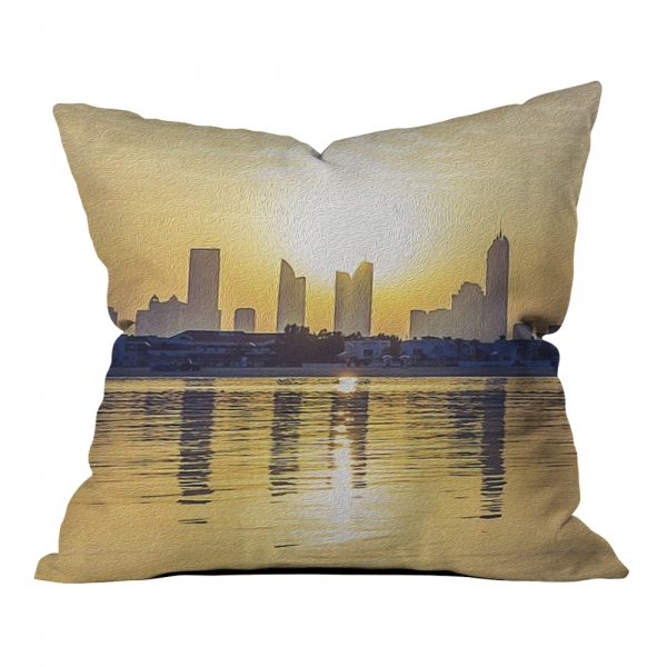Sunrise Silhouette of City Model 2 Pillow
