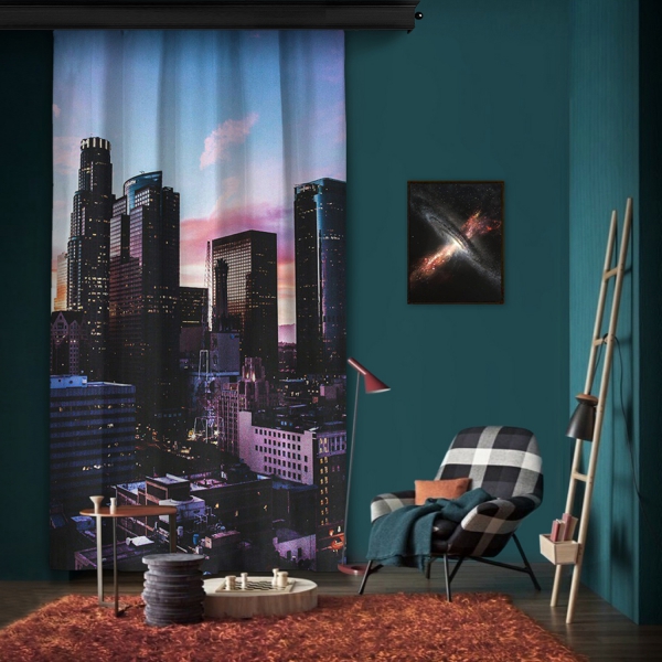Colorful City Image One Piece Panel Curtain