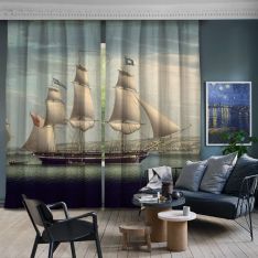 The Ship "Favorite" Maneuvering Off Greenock 2 Pieces Panel Curtain