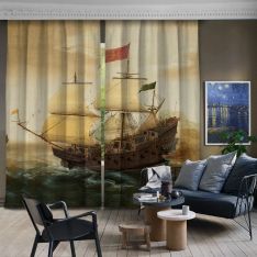 A Naval Encounter between Dutch and Spanish Warships 2 Pieces Panel Curtain