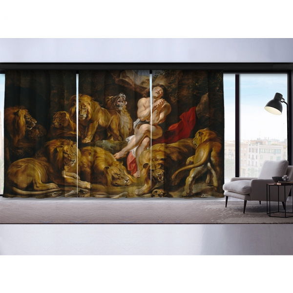 Sir Peter Paul Rubens Daniel in the Lions' Den 3 Pieces Panel Curtain