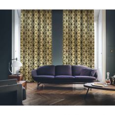 Art Deco No:2 Gold Background-Black 2 Panel Curtain